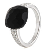 Anello - 18 carati Oro bianco - 7.82ct. tw. Onice - Diamante