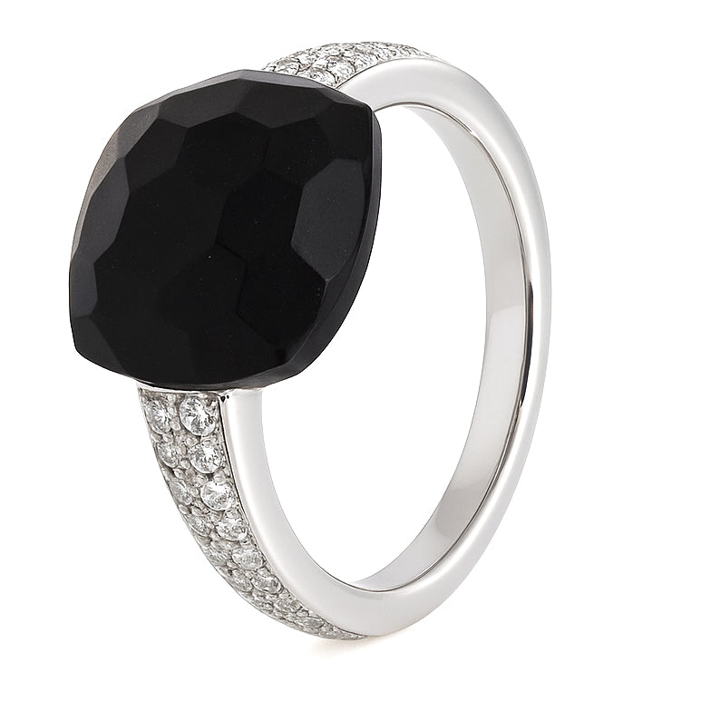 Anello - 18 carati Oro bianco - 7.82ct. tw. Onice - Diamante