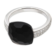 Anello - 18 carati Oro bianco - 7.82ct. tw. Onice - Diamante