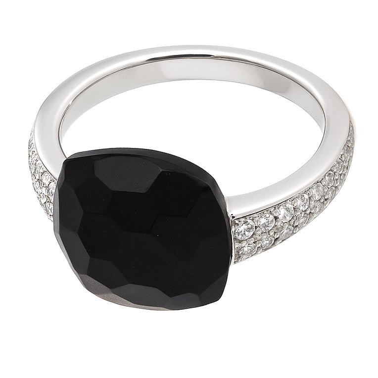 Anello - 18 carati Oro bianco - 7.82ct. tw. Onice - Diamante