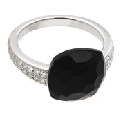 Anello - 18 carati Oro bianco - 7.82ct. tw. Onice - Diamante