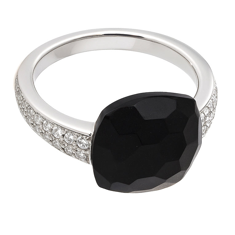 Anello - 18 carati Oro bianco - 7.82ct. tw. Onice - Diamante