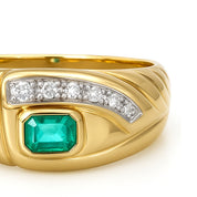 Anello - 18 carati Oro bianco, Oro giallo - 0.28ct. tw. Smeraldo - Diamante