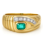 Anello - 18 carati Oro bianco, Oro giallo - 0.28ct. tw. Smeraldo - Diamante