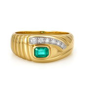 Anello - 18 carati Oro bianco, Oro giallo - 0.28ct. tw. Smeraldo - Diamante