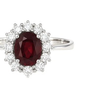 Anello - 18 carati Oro bianco - 1.87ct. tw. Rubino - Diamante