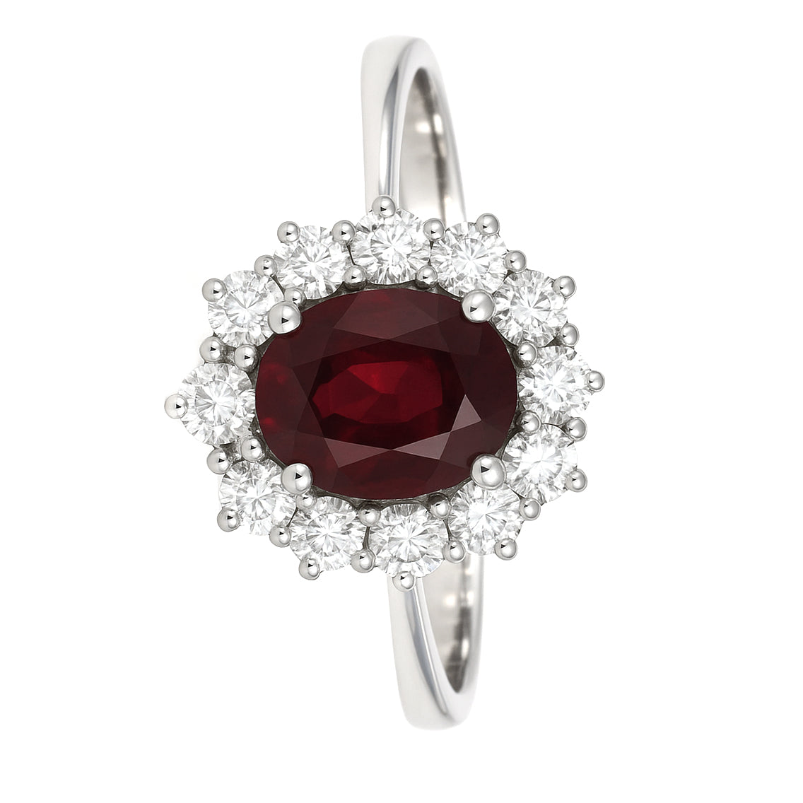 Anello - 18 carati Oro bianco - 1.87ct. tw. Rubino - Diamante