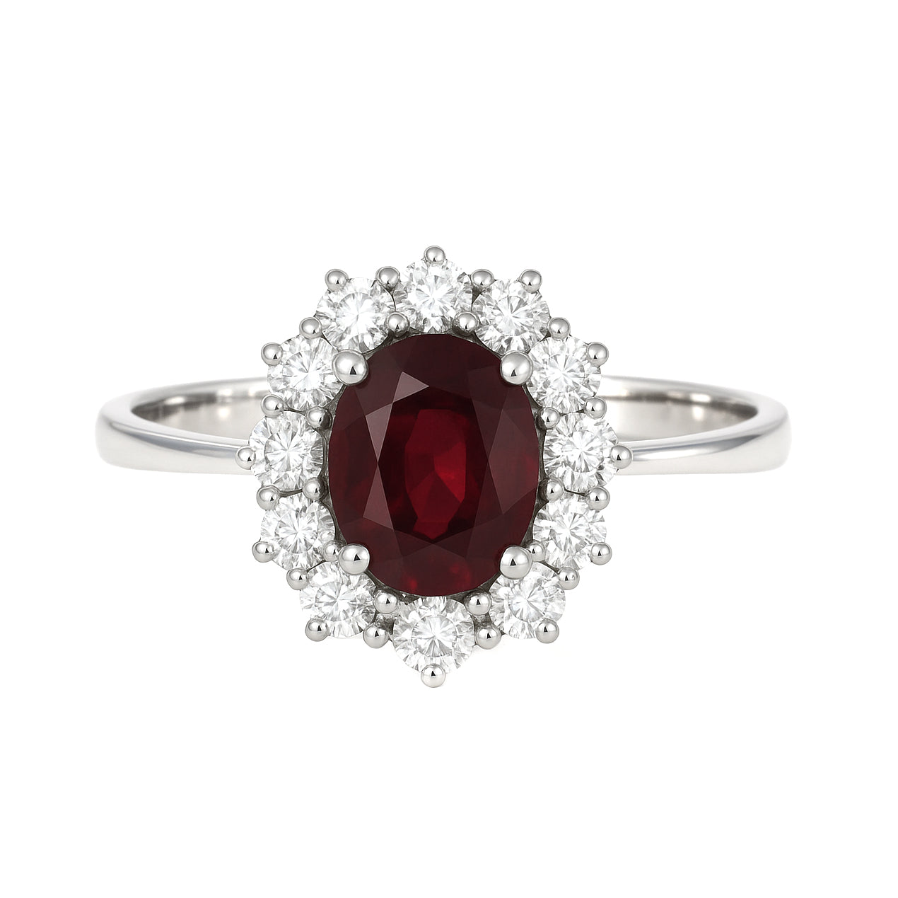 Anello - 18 carati Oro bianco - 1.87ct. tw. Rubino - Diamante