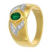 Anello - 18 carati Oro bianco, Oro giallo - 0.42ct. tw. Smeraldo - Diamante