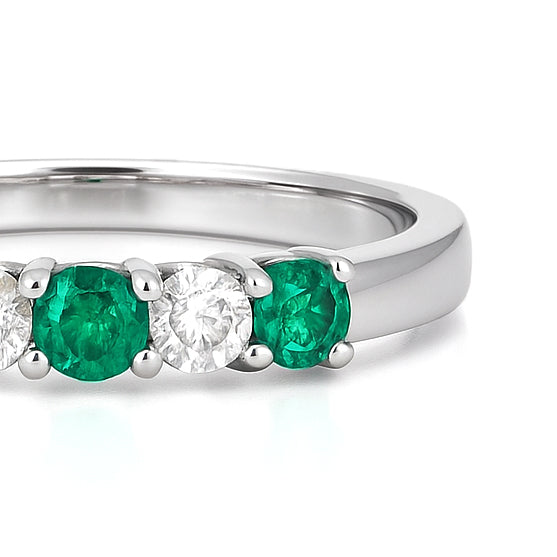 Anello - 18 carati Oro bianco - 0.50ct. tw. Smeraldo - Diamante