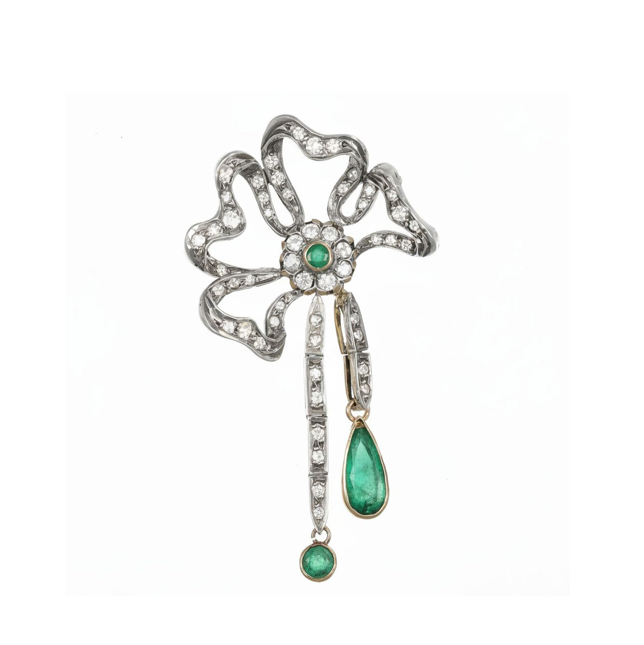 Ciondolo - 18 carati Oro bianco - 3.59ct. tw. Smeraldo - Diamante