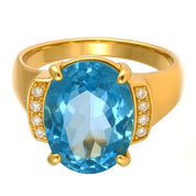 Anello - 18 carati Oro giallo - 4.28ct. tw. Topazio - Diamante