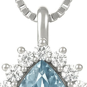 Collana con ciondolo - 18 carati Oro bianco - 1.24ct. tw. Acquamarina - Diamante