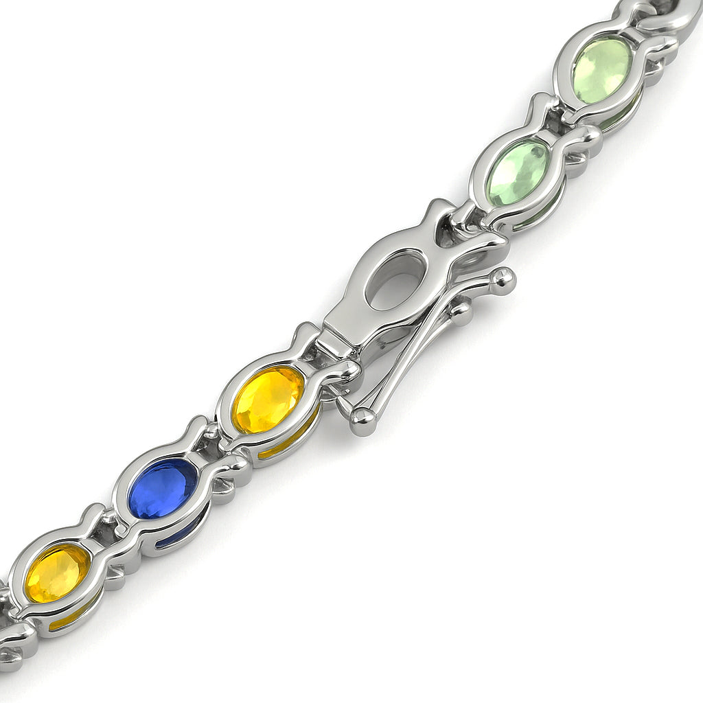Bracciale - 18 carati Oro bianco - 12.00ct. tw. Zaffiro - Diamante