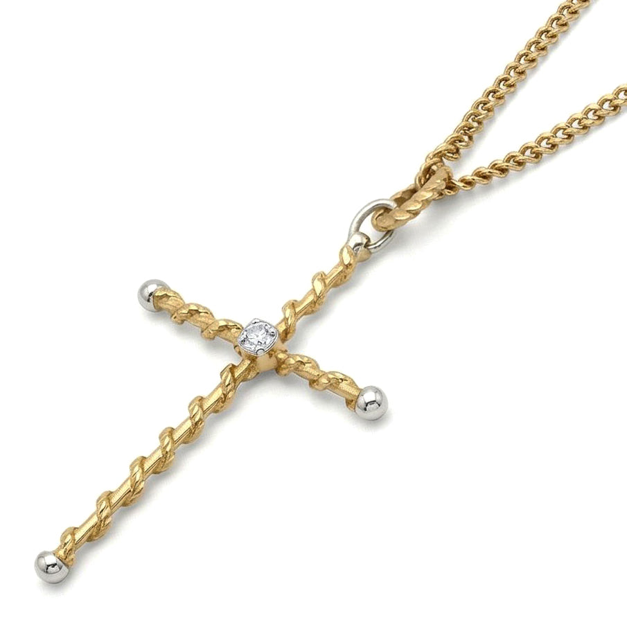 Collana con ciondolo - 18 carati Oro bianco, Oro giallo - 0.08ct. tw. Diamante (Naturale)