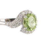 Anello - 18 carati Oro bianco - 1.57ct. tw. Tormalina - Diamante