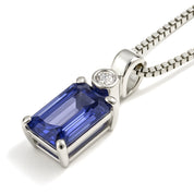 Collana con Ciondolo in Oro Bianco 18 carati con Tanzanite e zircone