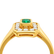 Anello - 18 carati Oro giallo - 0.51ct. tw. Smeraldo - Diamante