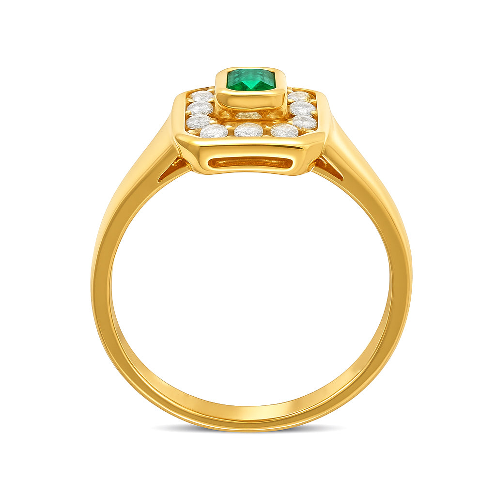 Anello - 18 carati Oro giallo - 0.51ct. tw. Smeraldo - Diamante