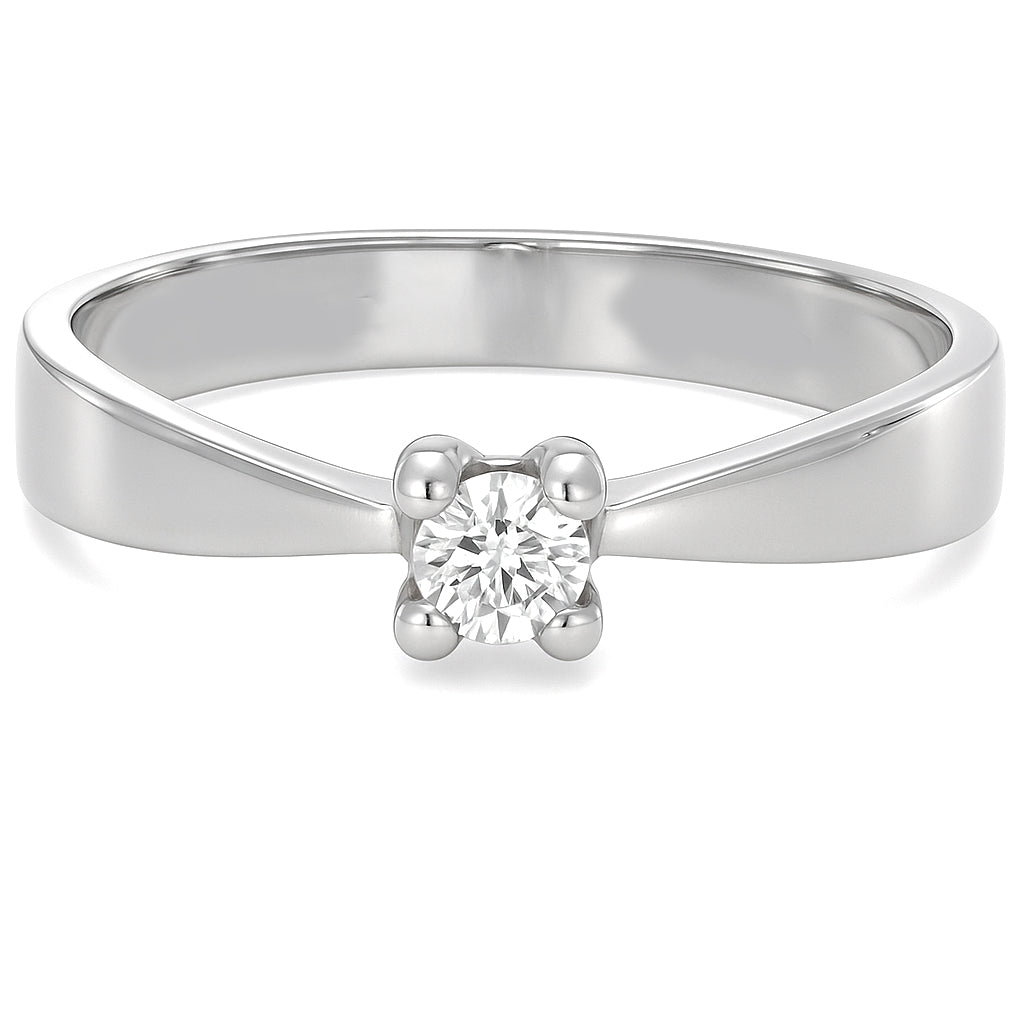 Anello - 18 carati Oro bianco - 0.10ct. tw. Diamante (Naturale)