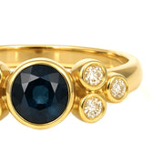 Anello - 18 carati Oro giallo - 0.81ct. tw. Zaffiro - Diamante