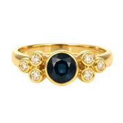 Anello - 18 carati Oro giallo - 0.81ct. tw. Zaffiro - Diamante