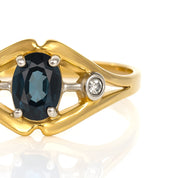 Anello - 18 carati Oro giallo - 0.53ct. tw. Zaffiro - Diamante