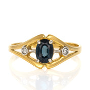 Anello - 18 carati Oro giallo - 0.53ct. tw. Zaffiro - Diamante