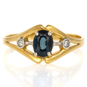 Anello - 18 carati Oro giallo - 0.53ct. tw. Zaffiro - Diamante