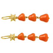 Orecchini - 18 carati Oro giallo - Corallo