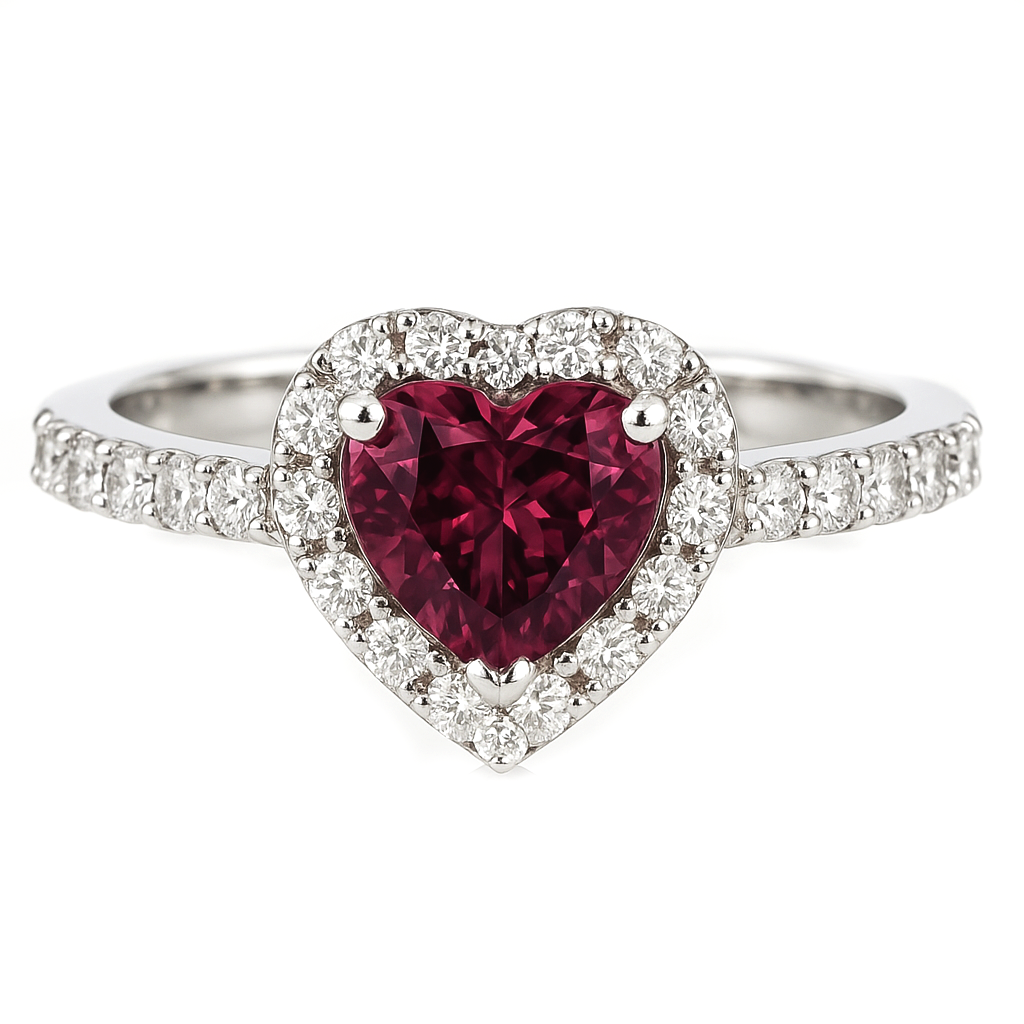 Anello - 18 carati Oro bianco - 1.79ct. tw. Rodolite - Diamante