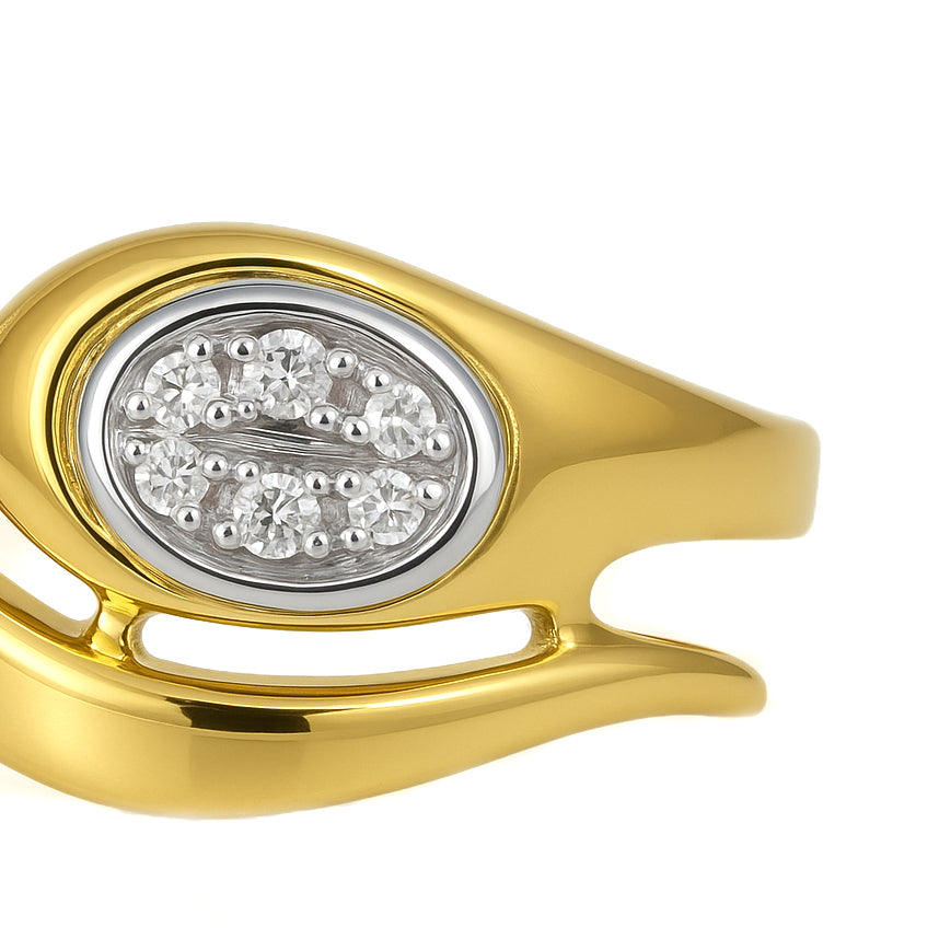 Anello - 18 carati Oro bianco, Oro giallo - 0.03ct. tw. Diamante (Naturale)