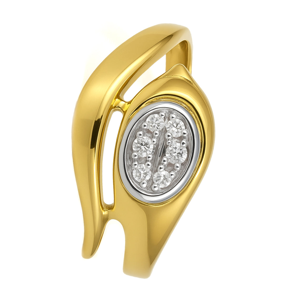 Anello - 18 carati Oro bianco, Oro giallo - 0.03ct. tw. Diamante (Naturale)