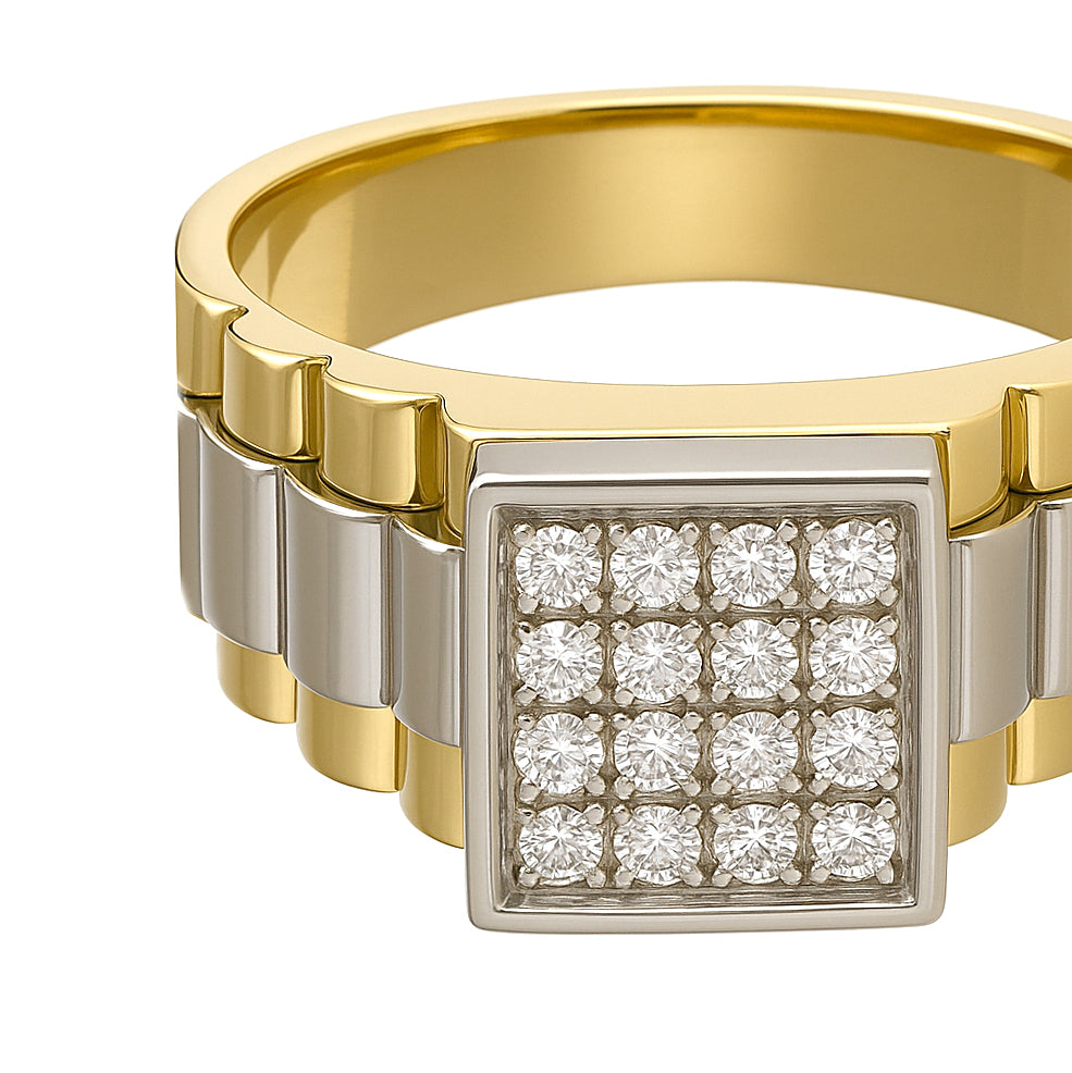 Anello - 18 carati Oro bianco, Oro giallo - 0.24ct. tw. Diamante (Naturale)