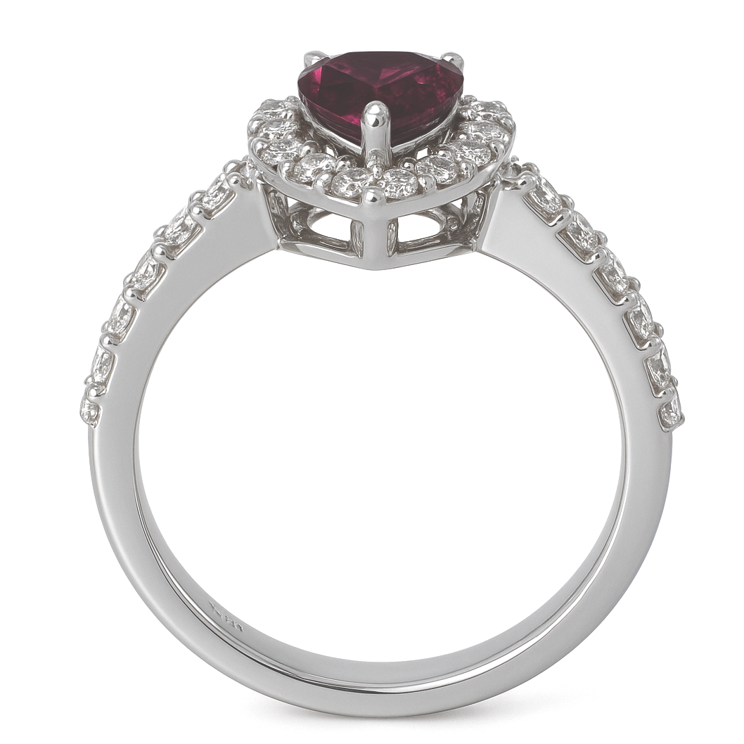 Anello - 18 carati Oro bianco - 1.79ct. tw. Rodolite - Diamante