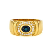 Anello - 18 carati Oro giallo - 0.19ct. tw. Zaffiro - Diamante