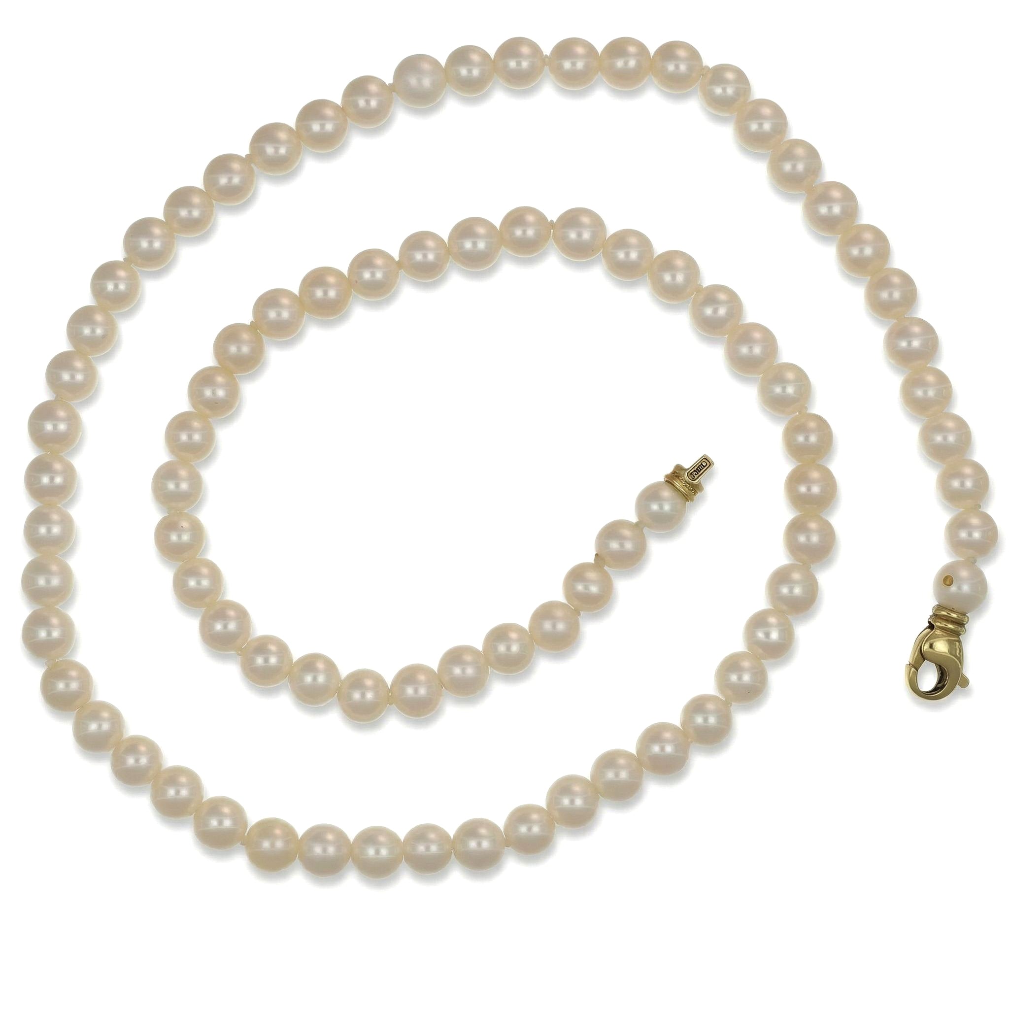 Collana di perle Akoya coltivate in oro giallo 18 carati