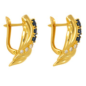 Orecchini - 18 carati Oro giallo - 0.66ct. tw. Zaffiro - Diamante