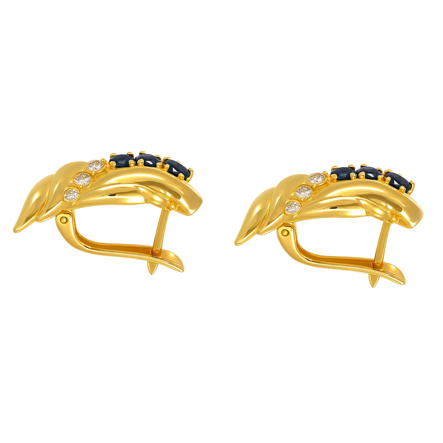 Orecchini - 18 carati Oro giallo - 0.66ct. tw. Zaffiro - Diamante