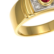 Anello - 18 carati Oro bianco, Oro giallo - 0.20ct. tw. Rubino - Diamante