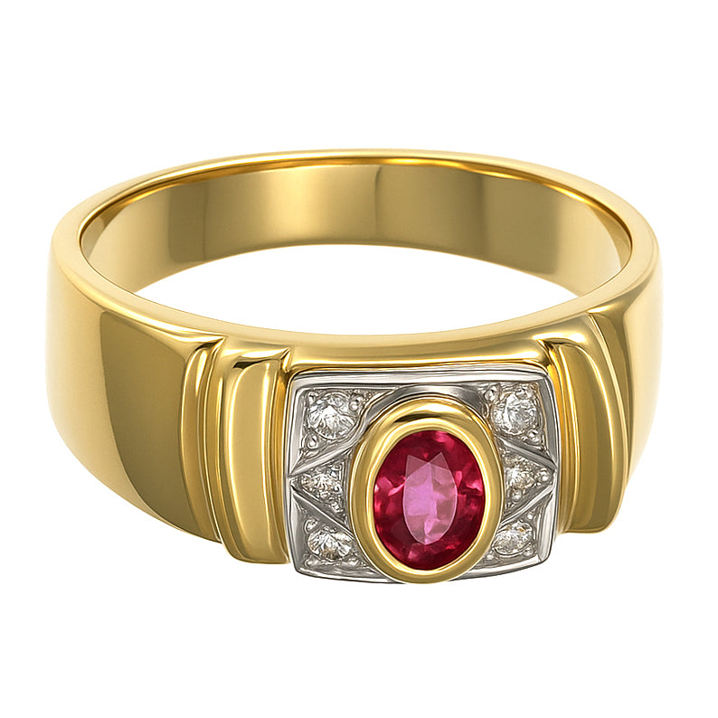 Anello - 18 carati Oro bianco, Oro giallo - 0.20ct. tw. Rubino - Diamante