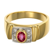 Anello - 18 carati Oro bianco, Oro giallo - 0.20ct. tw. Rubino - Diamante