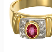 Anello - 18 carati Oro bianco, Oro giallo - 0.20ct. tw. Rubino - Diamante