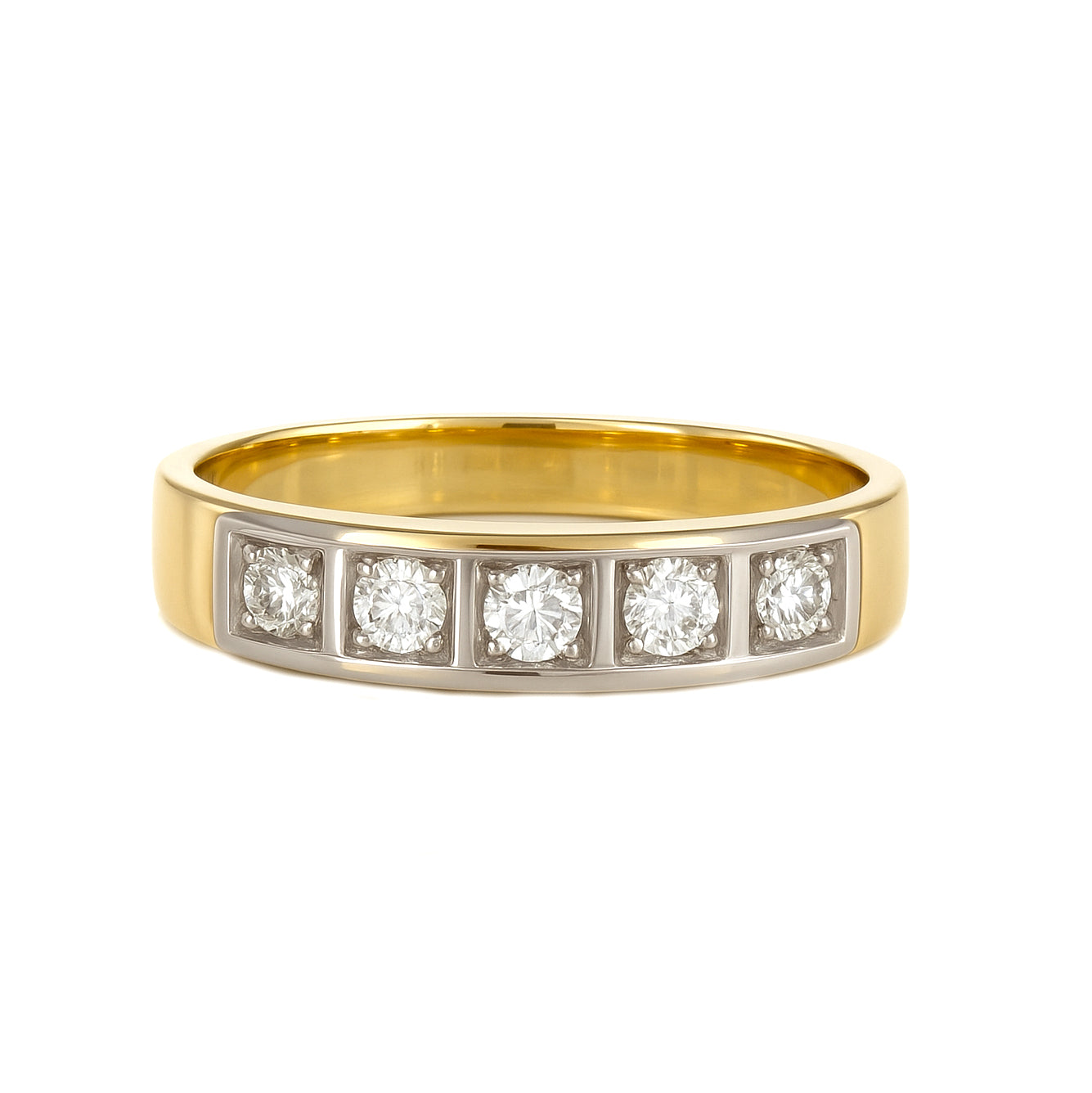 Anello - 18 carati Oro bianco, Oro giallo - 0.08ct. tw. Diamante (Naturale)