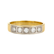 Anello - 18 carati Oro bianco, Oro giallo - 0.08ct. tw. Diamante (Naturale)