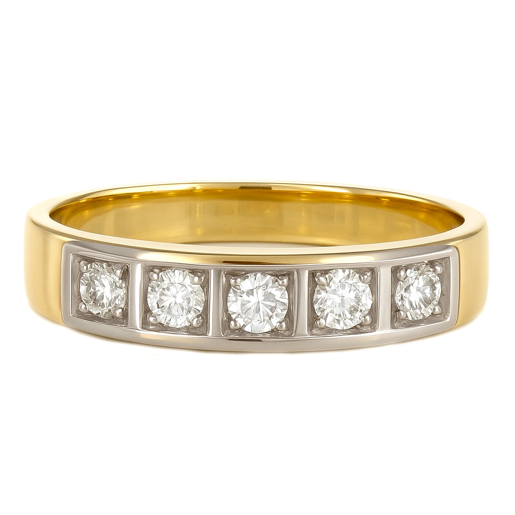 Anello - 18 carati Oro bianco, Oro giallo - 0.08ct. tw. Diamante (Naturale)