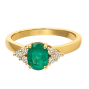 Anello - 18 carati Oro giallo - 0.92ct. tw. Smeraldo - Diamante