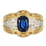 Anello - 18 carati Oro giallo, Oro bianco - 1.425ct. tw. Zaffiro - Diamante