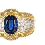 Anello - 18 carati Oro giallo, Oro bianco - 1.425ct. tw. Zaffiro - Diamante