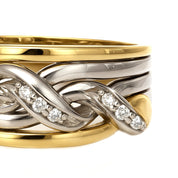 Anello - 18 carati Oro bianco, Oro giallo - 0.09ct. tw. Diamante (Naturale)